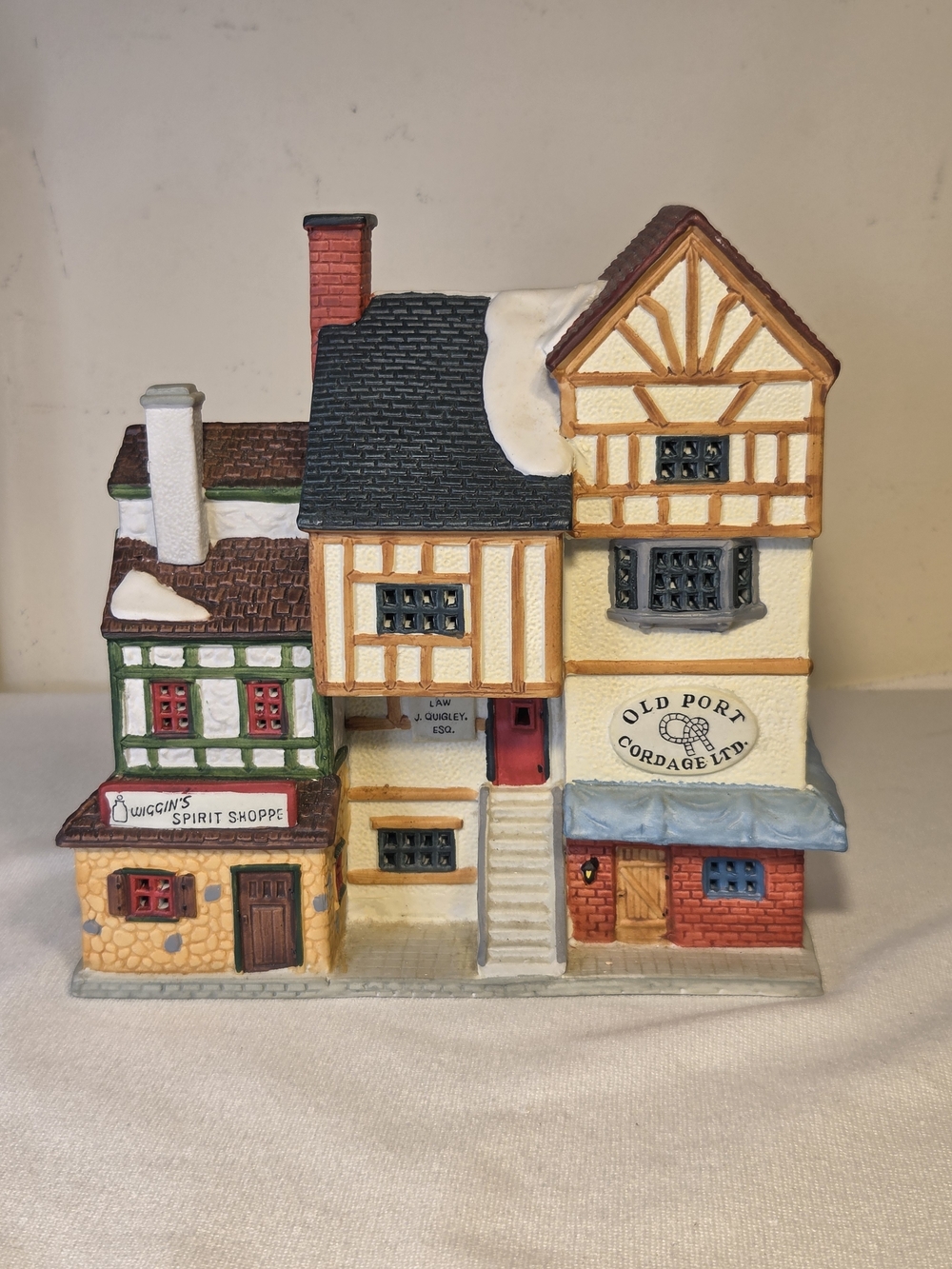 Lemax Cream, Red, Green & Blue Tudor Holiday Village Building